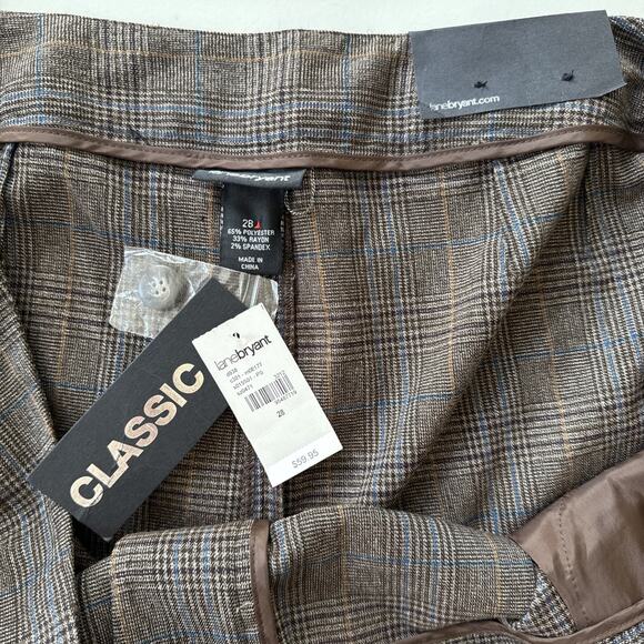 NWT Lane Bryant Classic Trousers Brown Plaid Tailored Stretch 90s Plus Size 28 - Picture 9 of 13